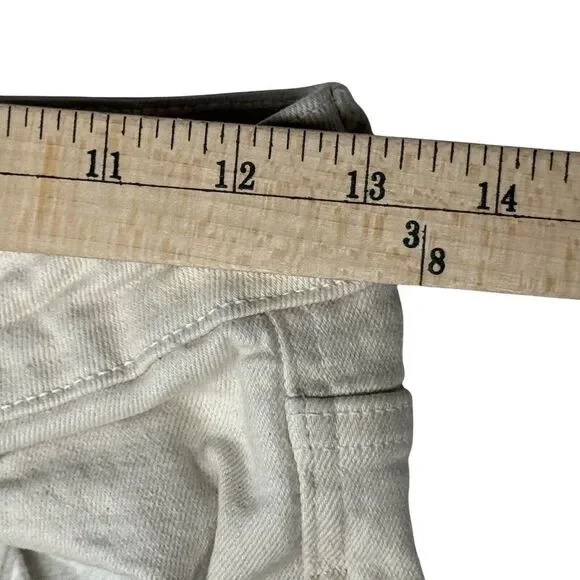 Zara Marine Straight Pants Womens White Denim High Rise Raw Hem Size 4 - Picture 4 of 11